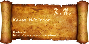 Kavas Nándor névjegykártya